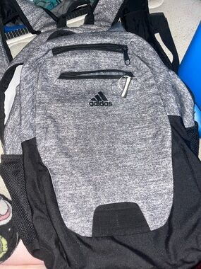 adidas Grey Heather and Black Athletic Backpack
